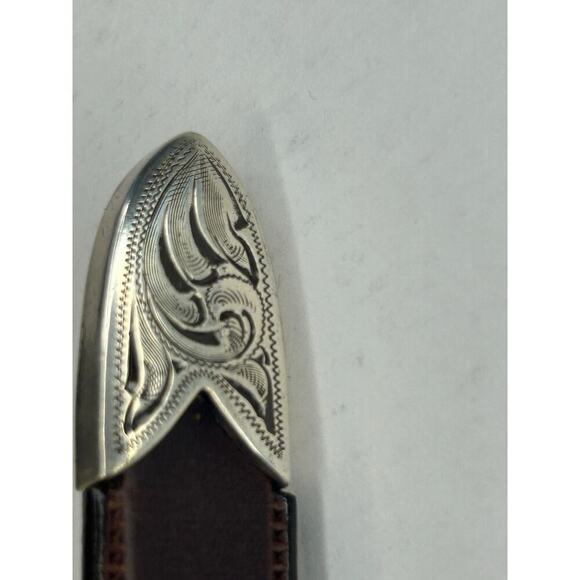 Nadim US women's western brown leather belt with metal diamond accents size 26 - Picture 5 of 14